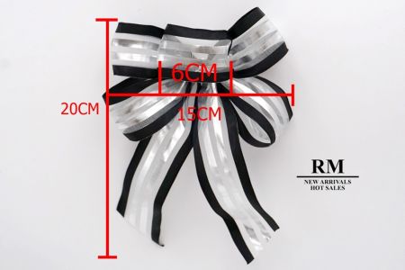 Silver and Black Metallic 5 Loops Ribbon Bow_BW637-W831-4